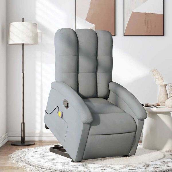vidaXL Sill&oacute;n de masaje reclinable de pie de tela gris claro