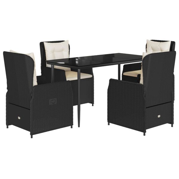 vidaXL Set de muebles jard&iacute;n 5 pzas con cojines rat&aacute;n sint&eacute;tico negro