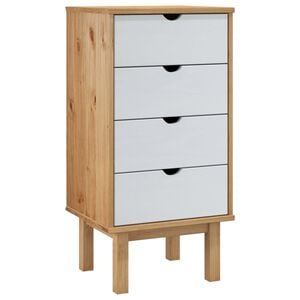 vidaXL Cajonera OTTA madera maciza de pino marr&oacute;n y blanco 45x39x90 cm