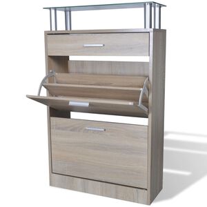 vidaXL Mueble zapatero cajón y estante superior vidrio aspecto madera