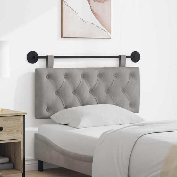 vidaXL Cabecera Colgante Gris Claro 110 x 55 x 7 cm Terciopelo