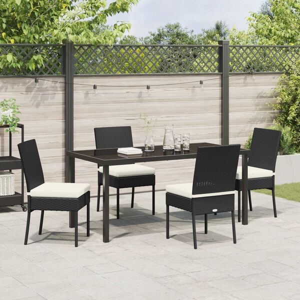 vidaXL Conjunto de Comedor de Jard&iacute;n 5 pcs Negro