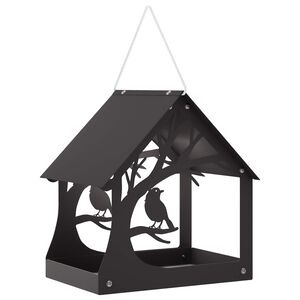 vidaXL Comedero colgante para p&aacute;jaros Acero Negro