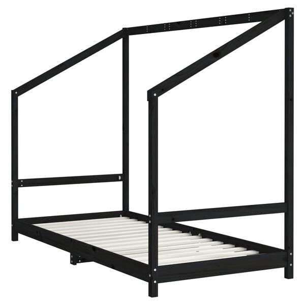 vidaXL Estructura de cama para ni&ntilde;os madera de pino negro 90x200 cm