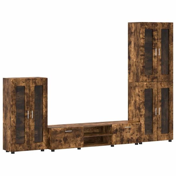 vidaXL Conjunto de mueble de TV con caj&oacute;n FLORIN Roble ahumado