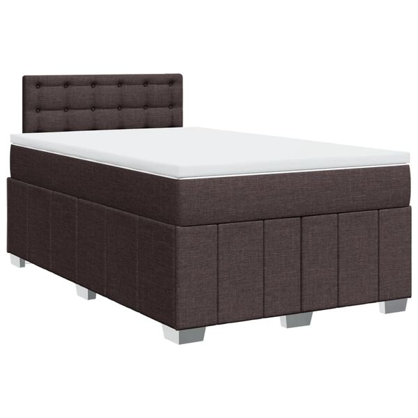 vidaXL Cama box spring con colch&oacute;n tela marr&oacute;n oscuro 120x190 cm