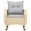 vidaXL Silla mecedora de jard&iacute;n con cojines rat&aacute;n sint&eacute;tico beige