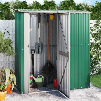 vidaXL Cobertizo de jardín acero galvanizado verde 180,5x97x209,5 cm