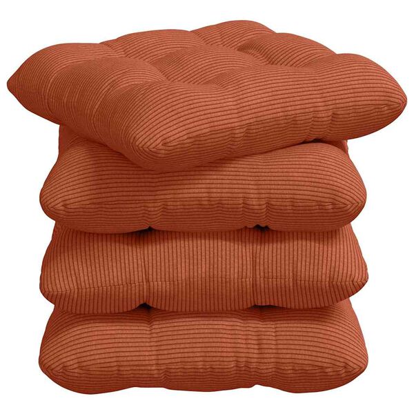 vidaXL Cojines para asiento 4 pcs Rojo Naranja 40 x 40 cm Tela de pana
