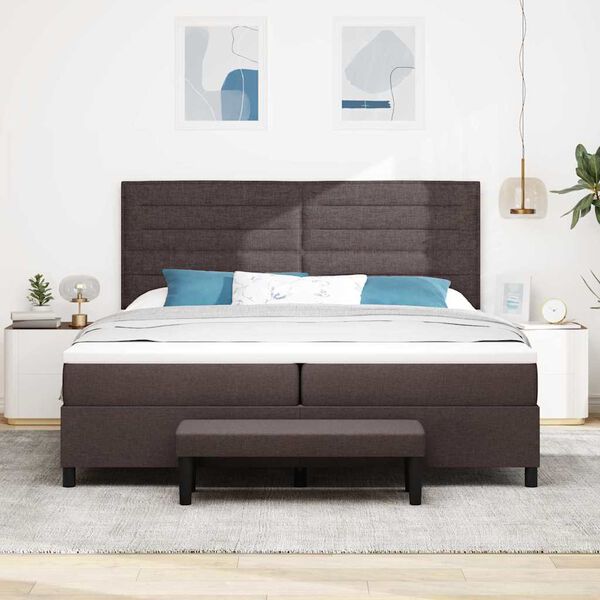 vidaXL Cama tipo Box Spring Marr&oacute;n Oscuro 200 x 200 cm tela