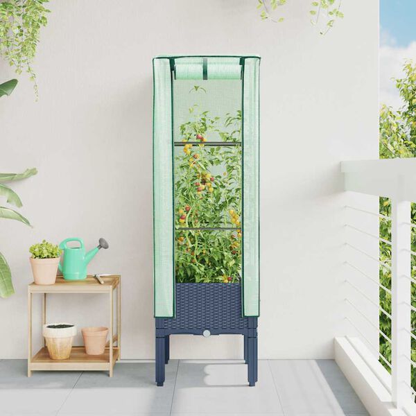 vidaXL Arriate con cubierta invernadero aspecto rat&aacute;n 40x40x140 cm