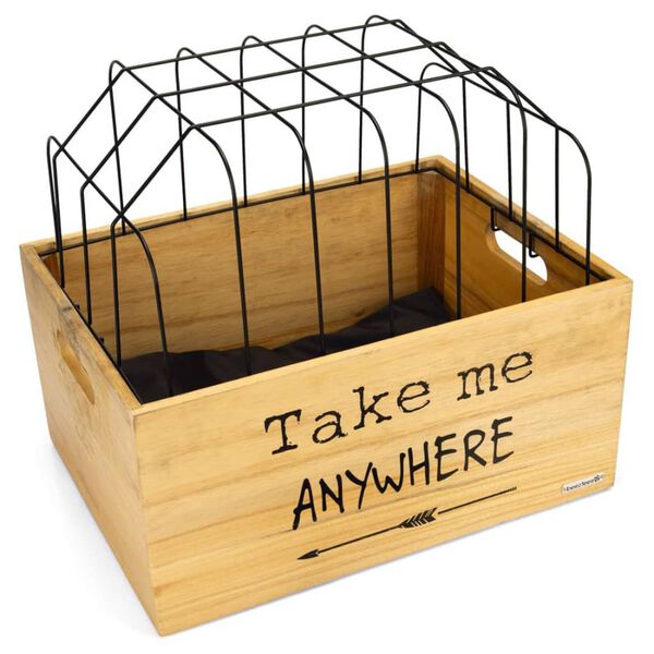 Beeztees Cesta para bicicleta para perros de madera con texto