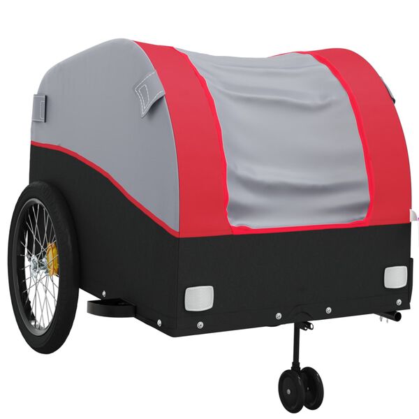 vidaXL Remolque para bicicleta hierro negro y rojo 45 kg