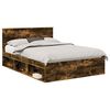 vidaXL Estructura de cama con cabecera Roble ahumado 160 x 200 cm