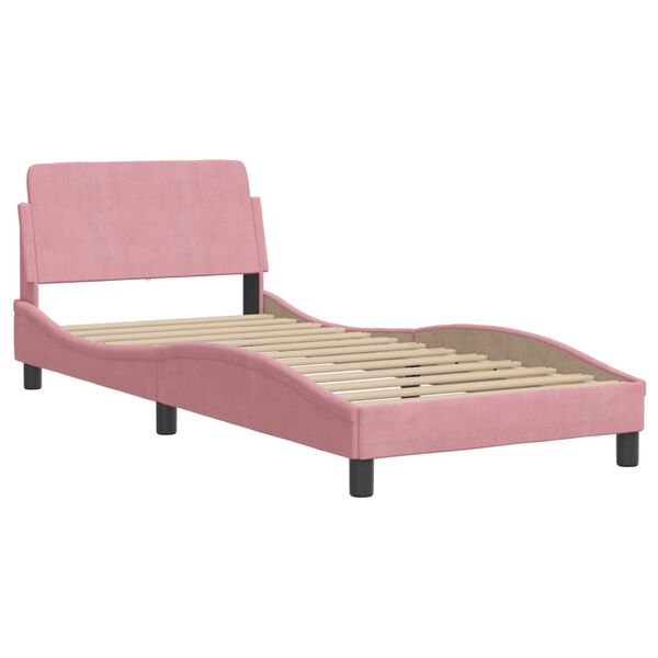 vidaXL Estructura de cama con cabecero Dover terciopelo rosa 90x200 cm