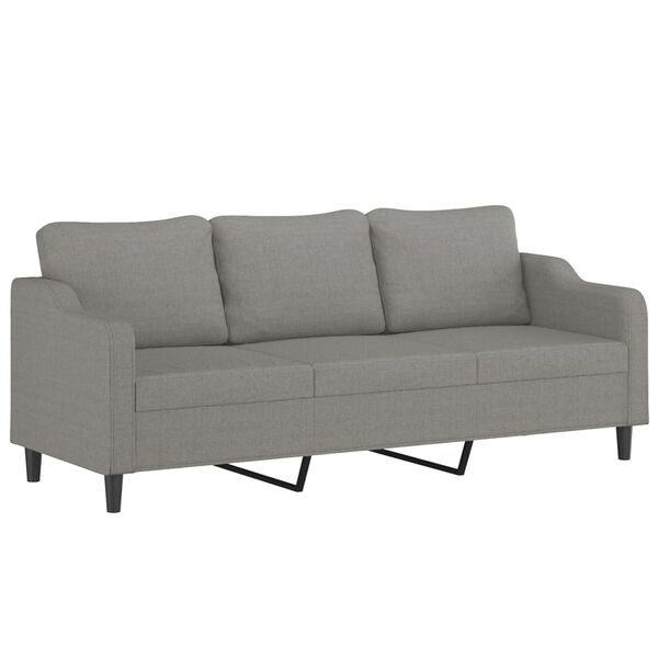 vidaXL Sof&aacute; 3 plazas con almohadas y cojines tela gris oscuro 210 cm