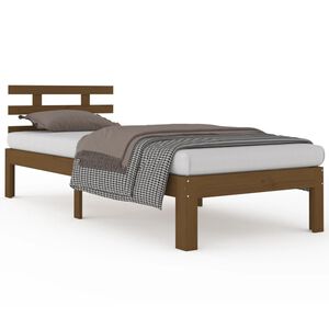 vidaXL Estructura cama sin colch&oacute;n madera maciza marr&oacute;n miel 100x200cm