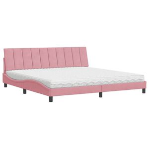 vidaXL Cama con colch&oacute;n Hanko terciopelo rosa 200x200 cm