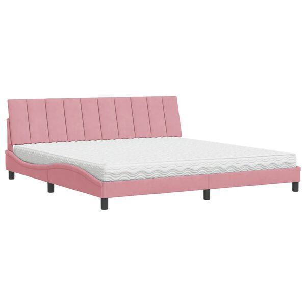vidaXL Cama con colch&oacute;n Hanko terciopelo rosa 200x200 cm