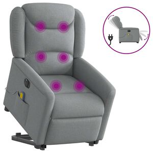 vidaXL Sill&oacute;n de masaje el&eacute;ctrico reclinable elevable tela gris claro