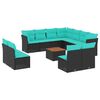 vidaXL Set de sof&aacute;s de jard&iacute;n y cojines 12 pzas rat&aacute;n sint&eacute;tico negro