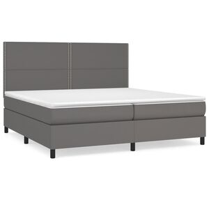 vidaXL Cama box spring con colch&oacute;n cuero sint&eacute;tico gris 200x200 cm