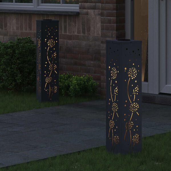 vidaXL Luz de camino LED solar 2 pcs Antracita Acero laminado en fr&iacute;o