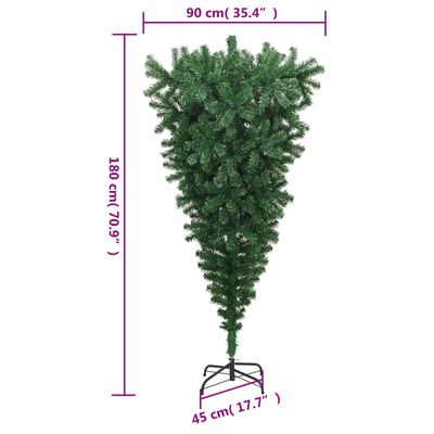 vidaXL Árbol de Navidad artificial invertido con soporte verde 180 cm