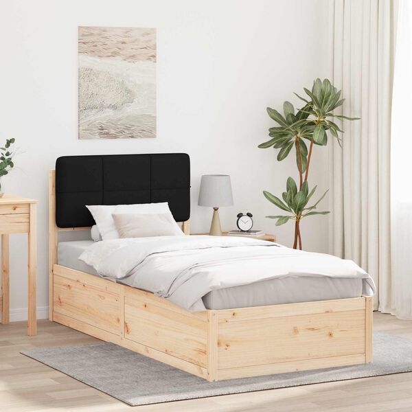 vidaXL Estructura de Cama con Cabecera Tapizada Negro 90 x 200 cm