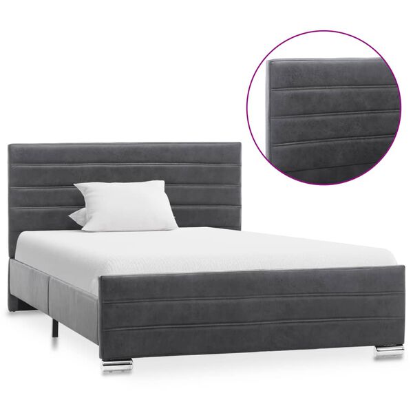 vidaXL Estructura de cama de piel de ante artificial gris 120x200 cm