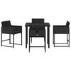 vidaXL Conjunto de Comedor de Jard&iacute;n 5 pcs Negro rat&aacute;n sint&eacute;tico