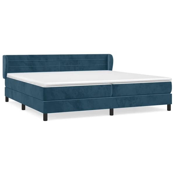 vidaXL Cama box spring con colch&oacute;n terciopelo azul oscuro 200x200 cm