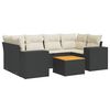 vidaXL Set de comedor de jard&iacute;n 7 pzas y cojines rat&aacute;n sint&eacute;tico negro