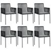 vidaXL Sillas jard&iacute;n con cojines 6 uds rat&aacute;n PE negro 54x60,5x83,5cm