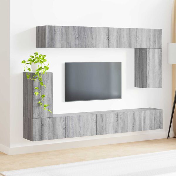 vidaXL Conjunto de mueble de TV 5 pcs Gris Sonoma Madera de ingenier&iacute;a
