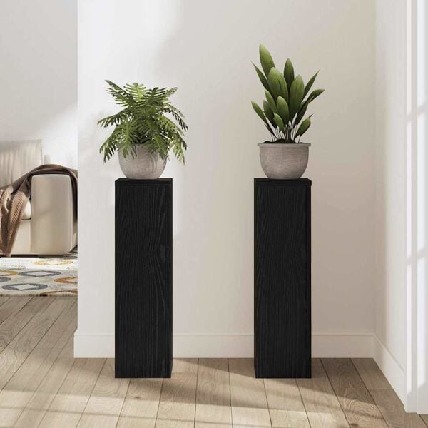 vidaXL Soporte de plantas 2 pcs Roble Negro 17 x 17 x 60 cm
