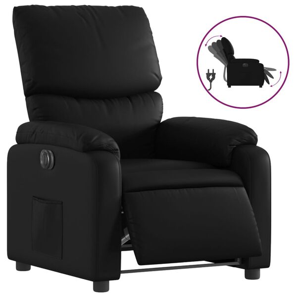vidaXL Sill&oacute;n reclinable el&eacute;ctrico de cuero sint&eacute;tico negro
