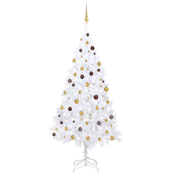 vidaXL &Aacute;rbol de Navidad preiluminado con luces y bolas blanco 240 cm