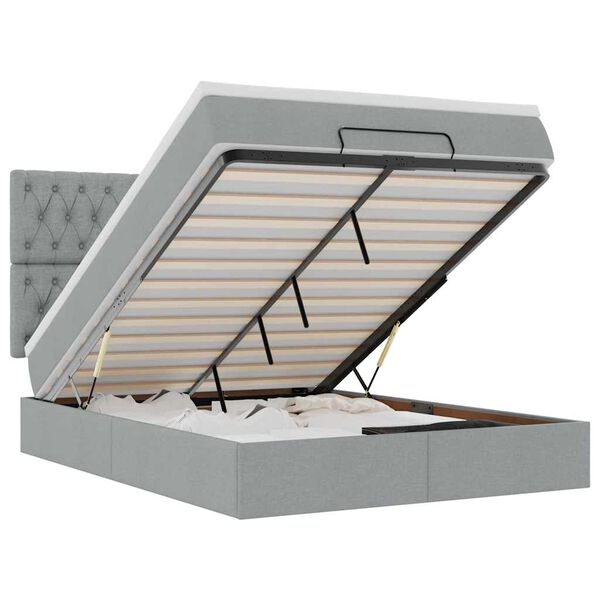 vidaXL Estructura cama otomana con colch&oacute;n tela gris claro 140x190 cm