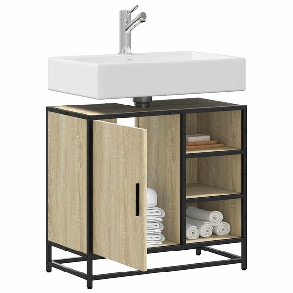 vidaXL Mueble de lavabo de ba&ntilde;o roble Sonoma 65x33x60 cm madera de ingenier&iacute;a