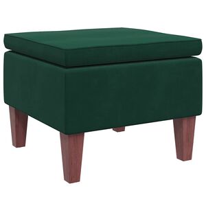 vidaXL Taburete con patas de madera terciopelo verde oscuro