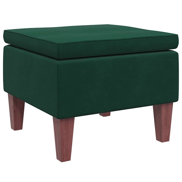 vidaXL Taburete con patas de madera terciopelo verde oscuro