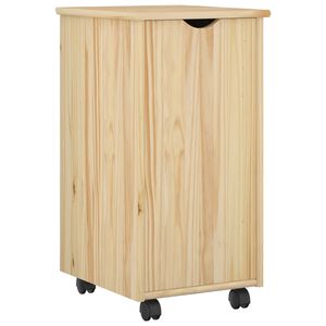 vidaXL Gabinete rodante Marr&oacute;n 34 x 39 x 65,5 cm Madera de Pino Macizo