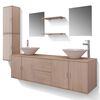 vidaXL Conjunto de muebles de ba&ntilde;o con lavabo y grifo 11 piezas beige