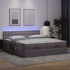 vidaXL Cama otomana colchón y LED cuero sintético gris 180x200 cm