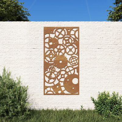 vidaXL Adorno de pared de jardín acero corten rueda dentada 105x55 cm