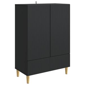 vidaXL Aparador con caj&oacute;n Negro 66 x 34,5 x 95 cm Madera de Ingenier&iacute;a