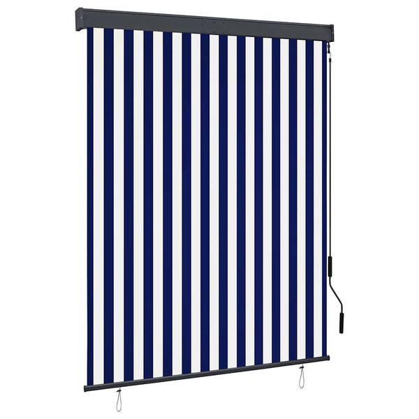 vidaXL Estor enrollable de exterior azul y blanco 140x250 cm