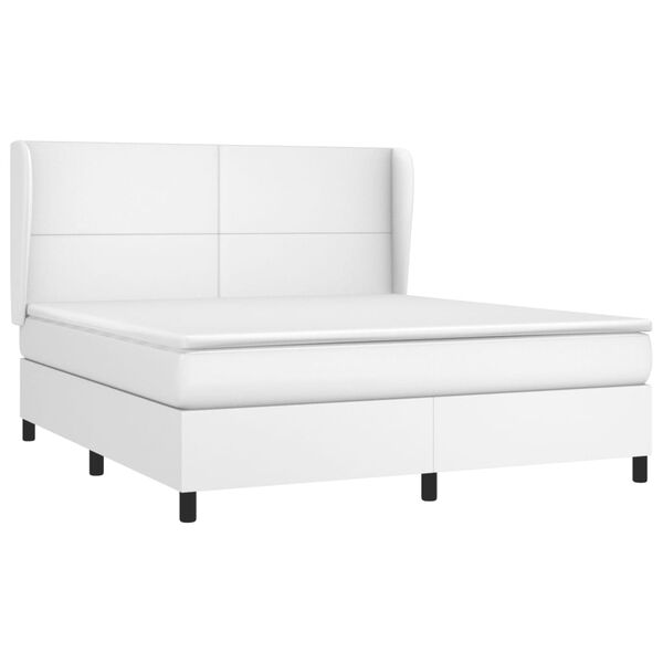 vidaXL Cama box spring con colch&oacute;n cuero sint&eacute;tico blanco 160x200 cm