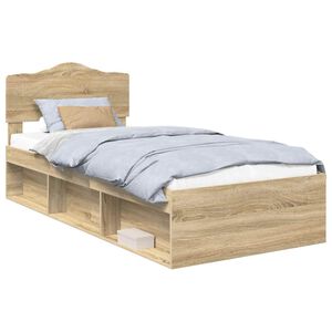 vidaXL Estructura de cama con cabecera Roble Sonoma 75 x 190 cm